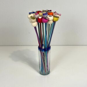 Handmade Felted Flower Bouquet 21 Stems Multicolor 14”